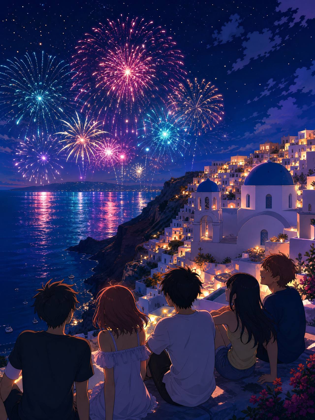 猎奇教程动漫-烟花之夜AI场景动漫演示